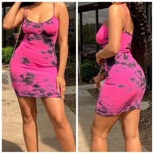 NWT Pink Ribbed Tie Dye Dress
